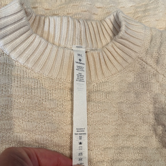New Without tags Lululemon Texture Play Crew Sweater White Opal M/L - Picture 2 of 9